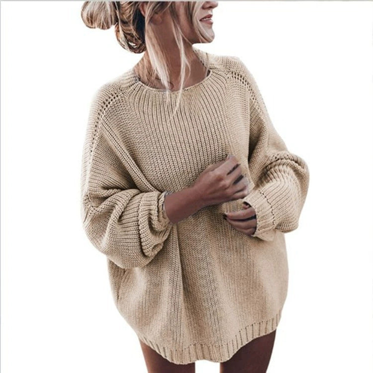 Damer bekväm oversize stickad tröja med ballongärmar och strukturerad design Mirla-Eva Jonsson
