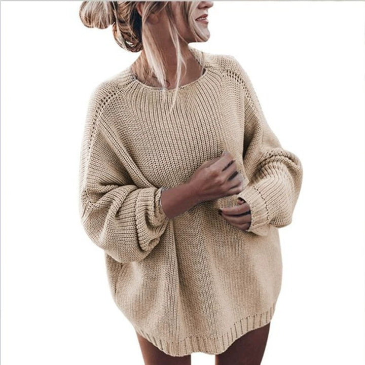 Damer bekväm oversize stickad tröja med ballongärmar och strukturerad design Mirla-Eva Jonsson