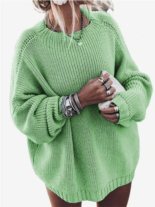 Damer bekväm oversize stickad tröja med ballongärmar och strukturerad design Mirla-Eva Jonsson
