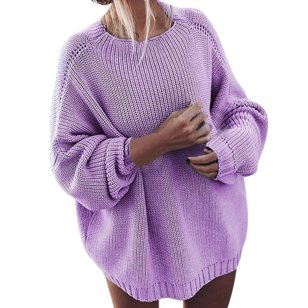 Damer bekväm oversize stickad tröja med ballongärmar och strukturerad design Mirla-Eva Jonsson
