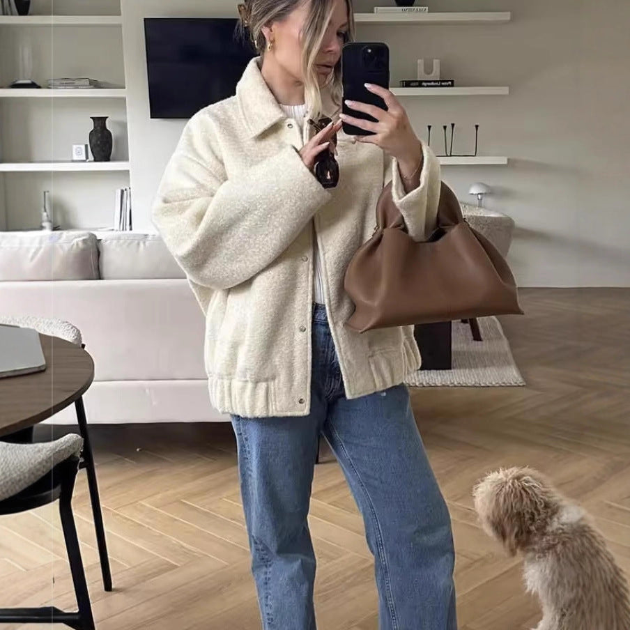 Damer bekväm oversized jacka i högkvalitativ teddy-material Mirla-Eva Jonsson