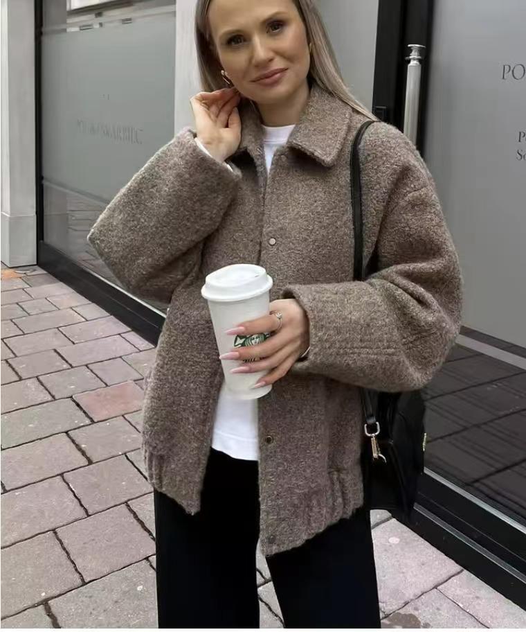 Damer bekväm oversized jacka i högkvalitativ teddy-material Mirla-Eva Jonsson