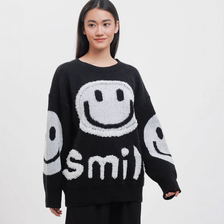 Damer bekväm oversized-tröja med avslappnad grafikdesign Mirla-Eva Jonsson