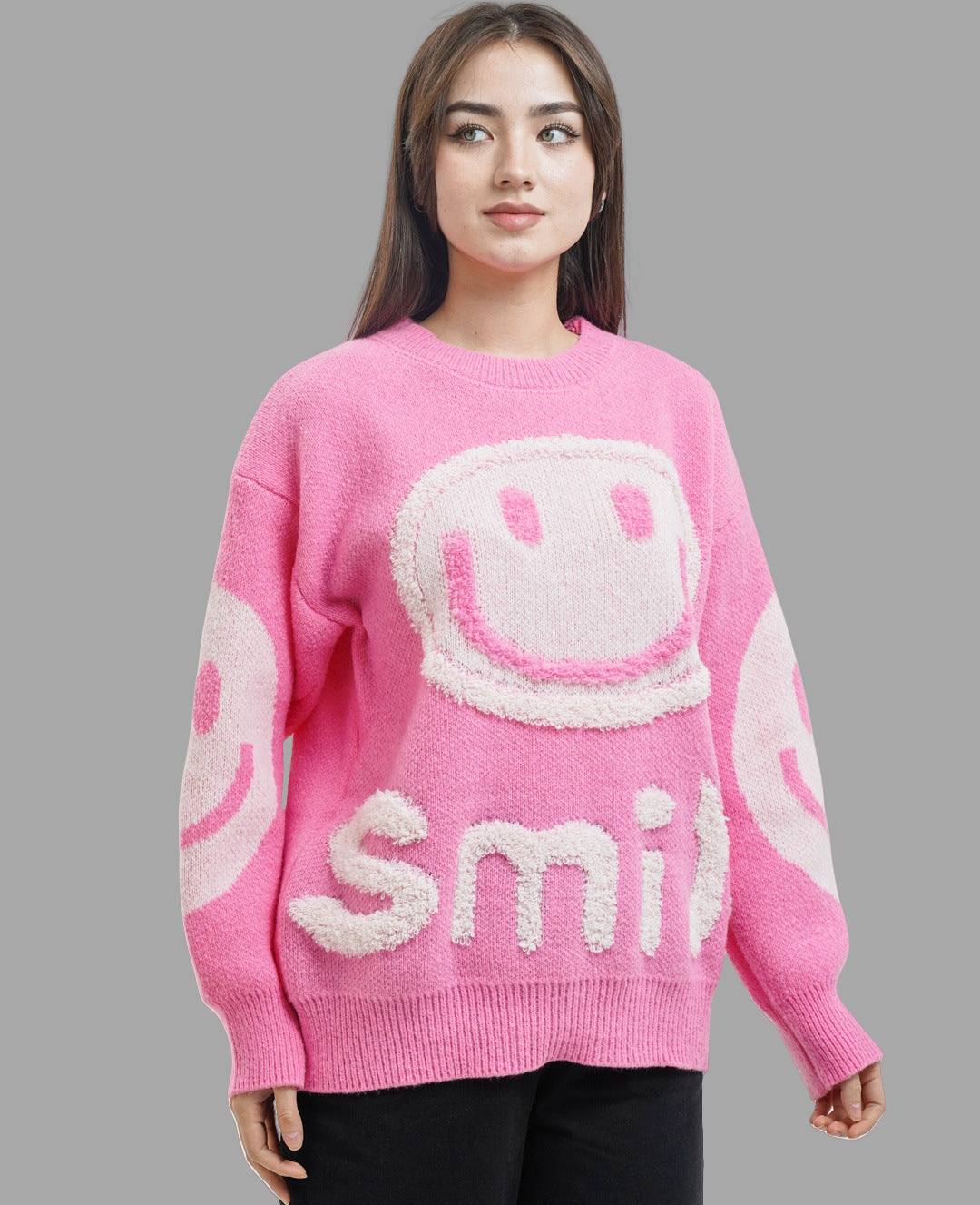 Damer bekväm oversized-tröja med avslappnad grafikdesign Mirla-Eva Jonsson