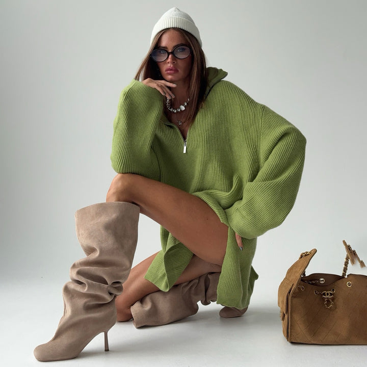 Damer bekväm oversized tröja med modern ståkrage Mirla-Eva Jonsson