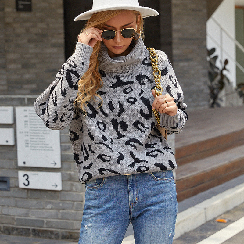 Damer bekväm oversized tröja med trendigt leopardmönster Mirla-Eva Jonsson
