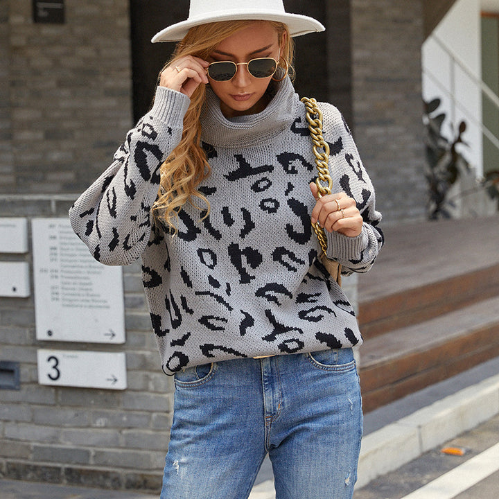 Damer bekväm oversized tröja med trendigt leopardmönster Mirla-Eva Jonsson