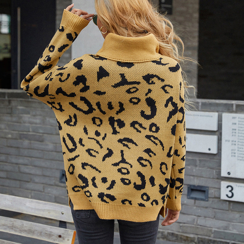 Damer bekväm oversized tröja med trendigt leopardmönster Mirla-Eva Jonsson