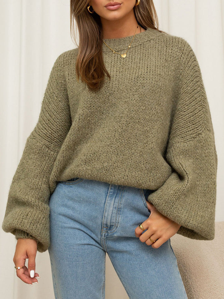 Damer bekväm oversized tröja med voluminösa ärmar och mjukt texturerad stickning Mirla-Eva Jonsson