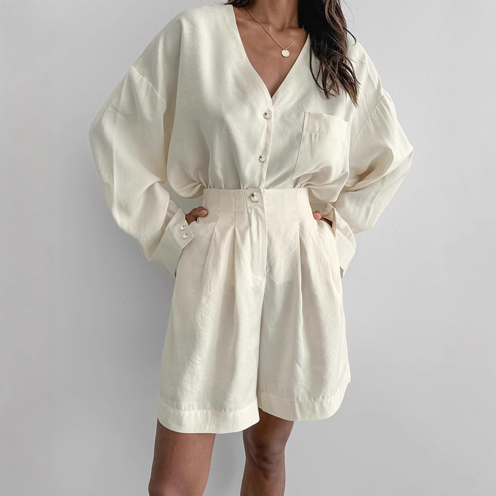 Damer bekväm pyjamas med knapplist och korta byxor Eva Jonsson-Eva Jonsson