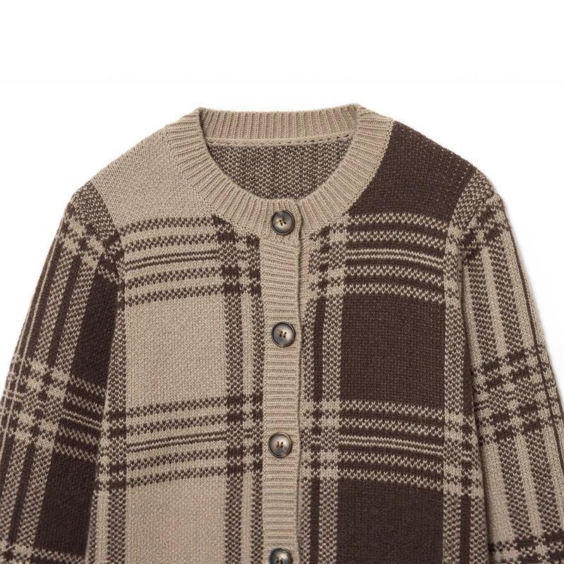 Damer bekväm rutstickad cardigan Eva Jonsson-Eva Jonsson