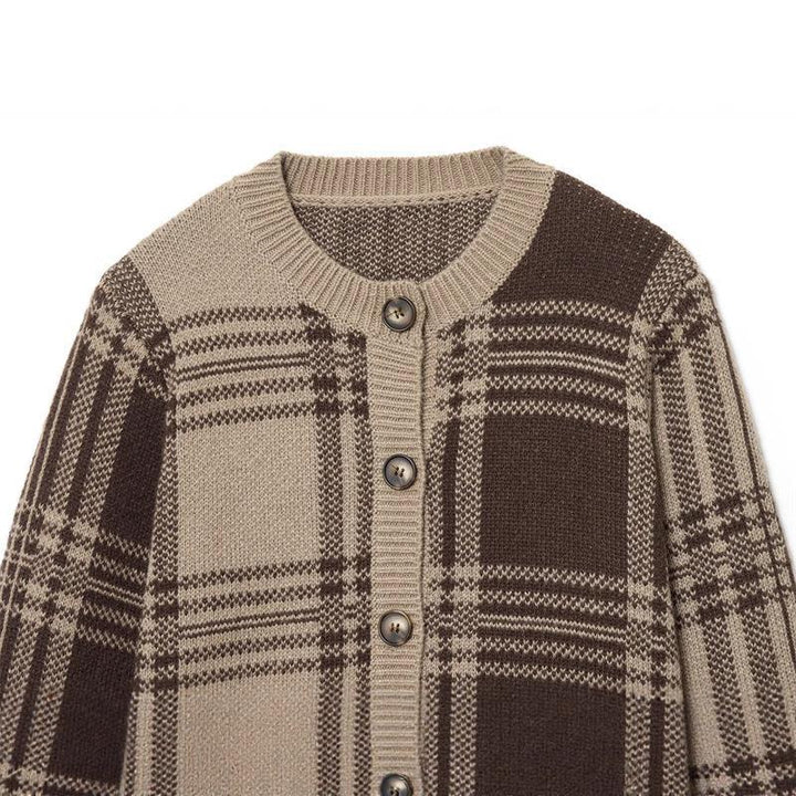 Damer bekväm rutstickad cardigan Eva Jonsson-Eva Jonsson