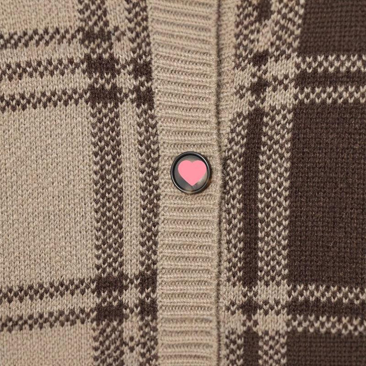 Damer bekväm rutstickad cardigan Eva Jonsson-Eva Jonsson