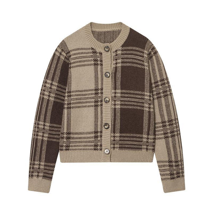Damer bekväm rutstickad cardigan Eva Jonsson-Eva Jonsson