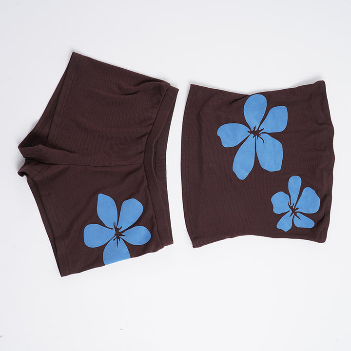 Damer bekväm shorty-set med blommig tryck Mirla-Eva Jonsson