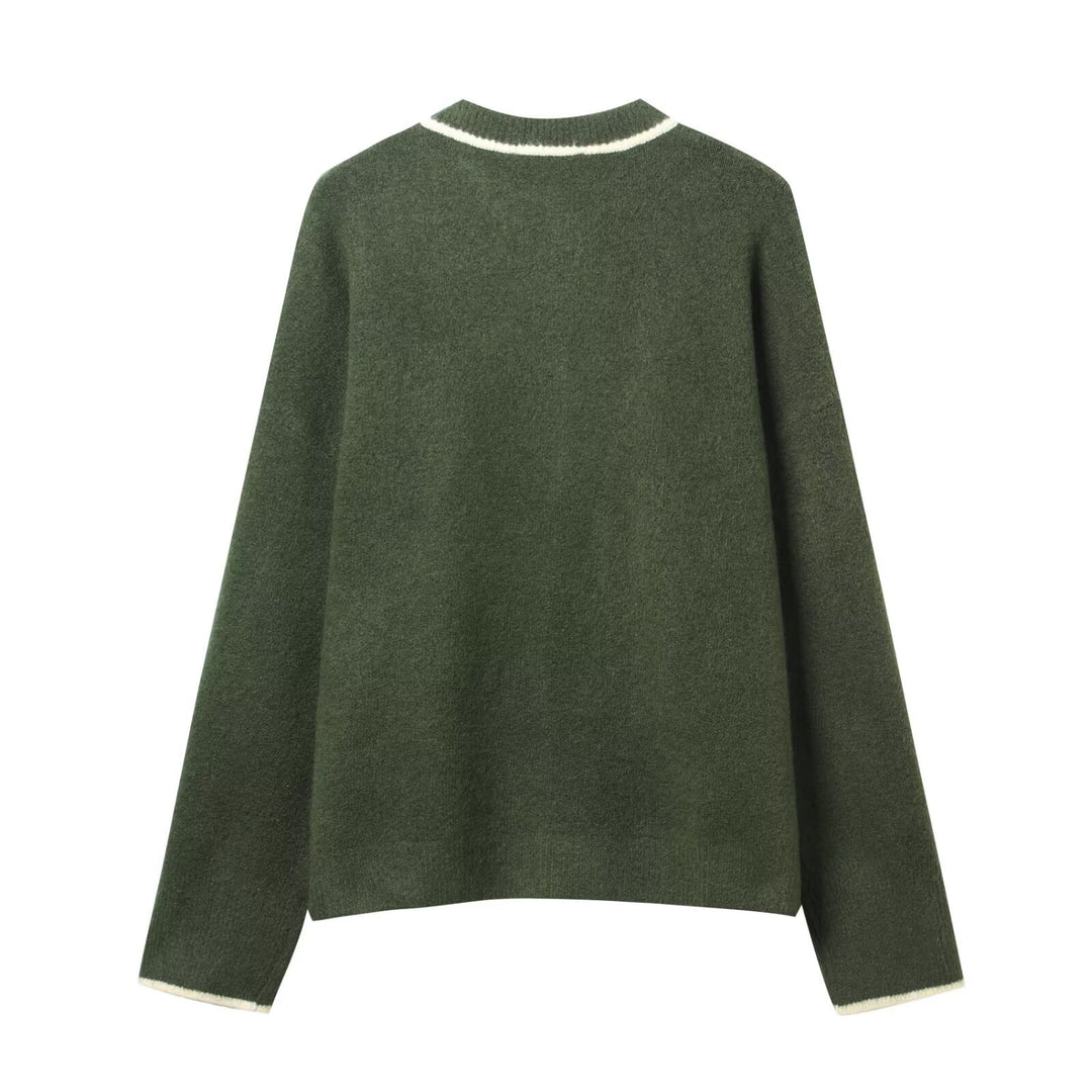 Damer bekväm stickad cardigan med kontrasterande detaljer Mirla-Eva Jonsson