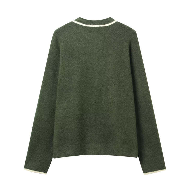 Damer bekväm stickad cardigan med kontrasterande detaljer Mirla-Eva Jonsson
