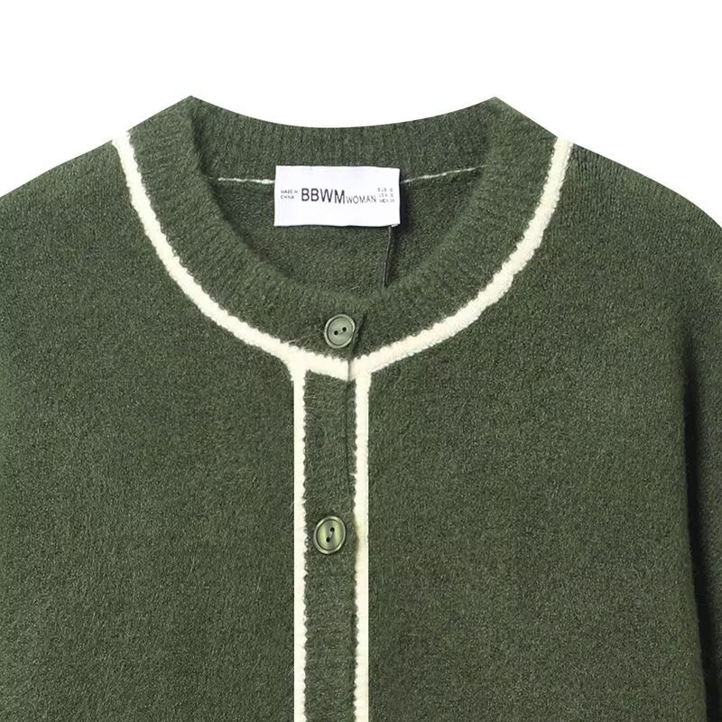 Damer bekväm stickad cardigan med kontrasterande detaljer Mirla-Eva Jonsson