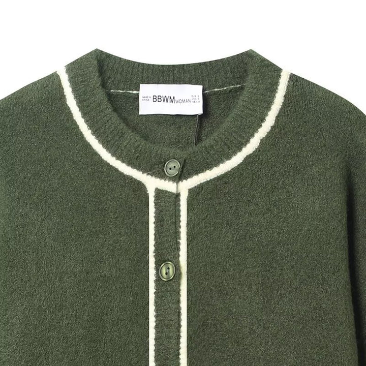 Damer bekväm stickad cardigan med kontrasterande detaljer Mirla-Eva Jonsson