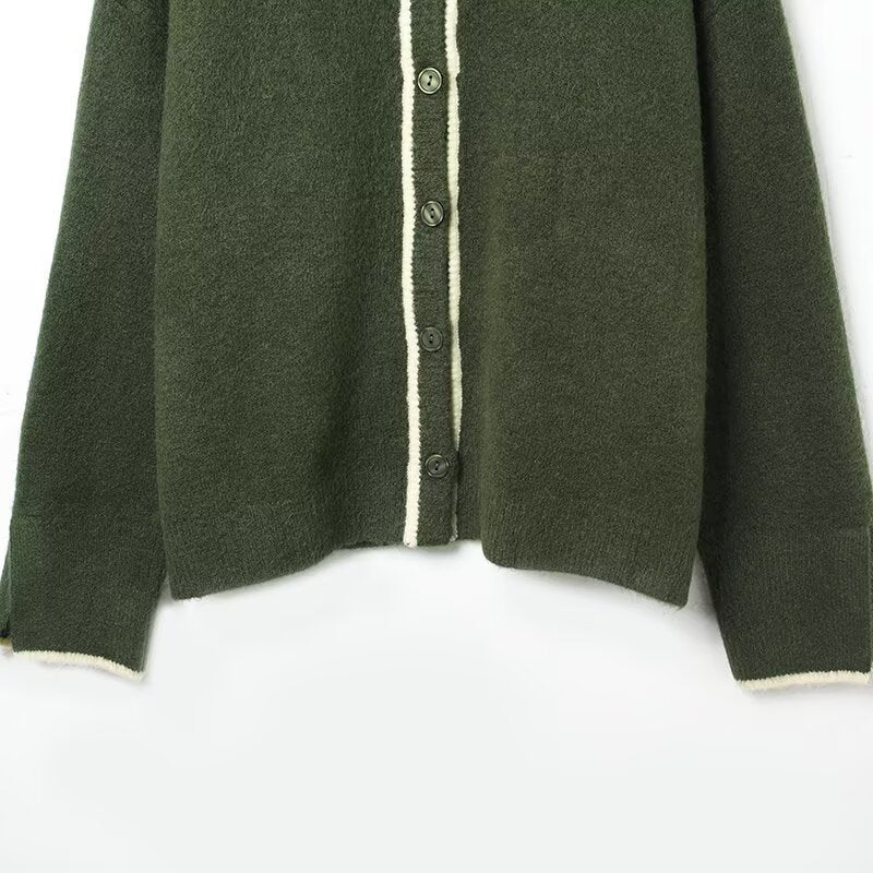 Damer bekväm stickad cardigan med kontrasterande detaljer Mirla-Eva Jonsson