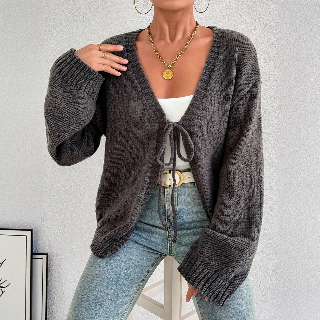 Damer bekväm stickad cardigan med modern knytning Mirla-Eva Jonsson