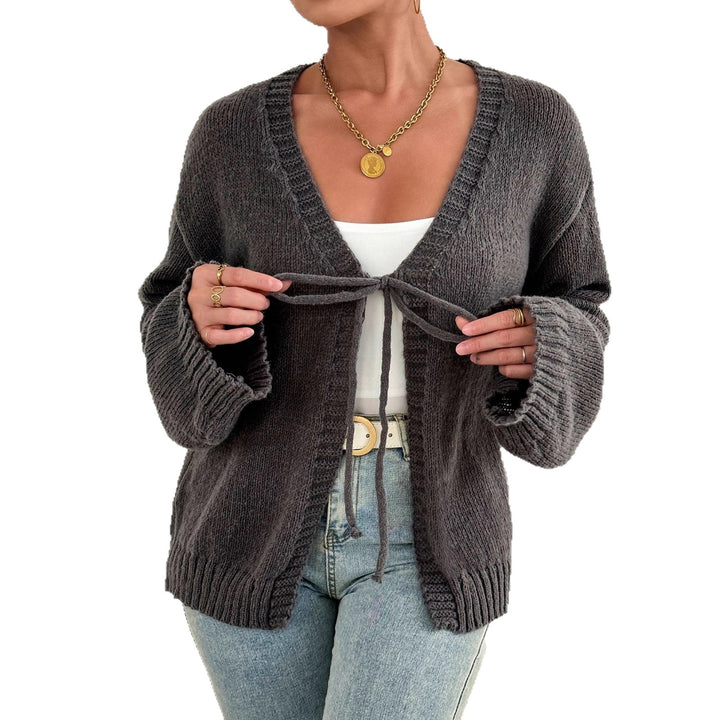 Damer bekväm stickad cardigan med modern knytning Mirla-Eva Jonsson