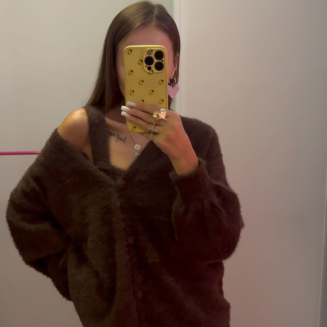 Damer bekväm stickad klänning med öppen cardigan-finish Mirla-Eva Jonsson