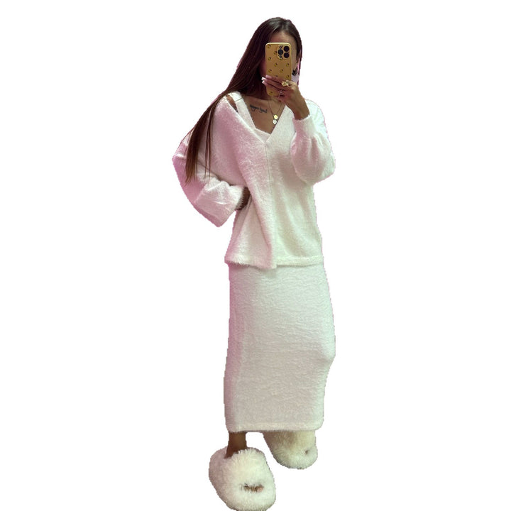 Damer bekväm stickad klänning med öppen cardigan-finish Mirla-Eva Jonsson