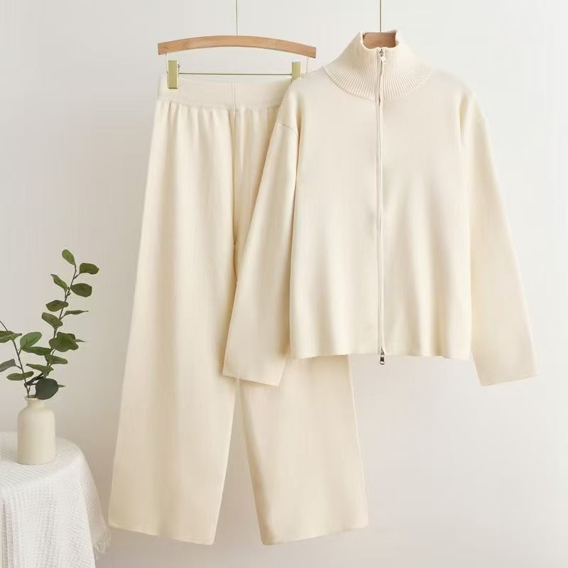 Damer bekväm stickad loungewear-set med hög krage Mirla-Eva Jonsson