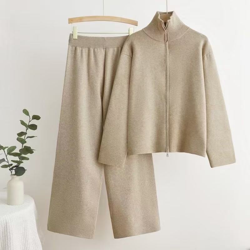 Damer bekväm stickad loungewear-set med hög krage Mirla-Eva Jonsson