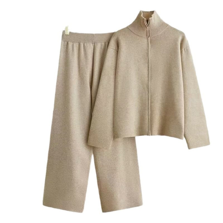 Damer bekväm stickad loungewear-set med hög krage Mirla-Eva Jonsson
