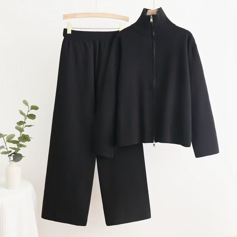 Damer bekväm stickad loungewear-set med hög krage Mirla-Eva Jonsson