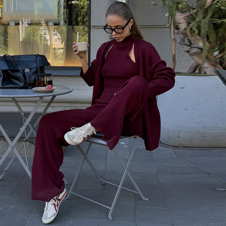 Damer bekväm stickad överdragsdräkt med cardigan Mirla-Eva Jonsson