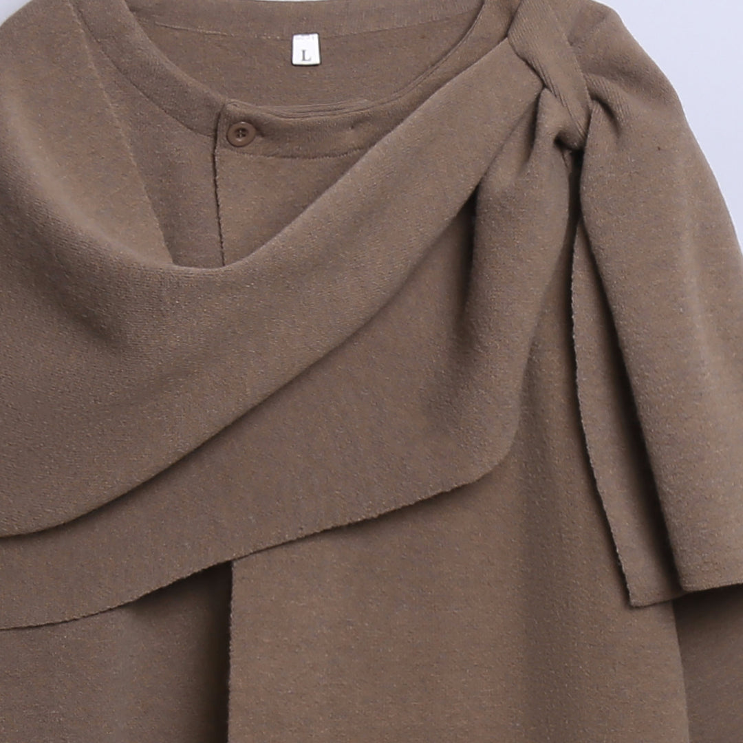 Damer bekväm stickad poncho med raffinerade draperingar Mirla-Eva Jonsson