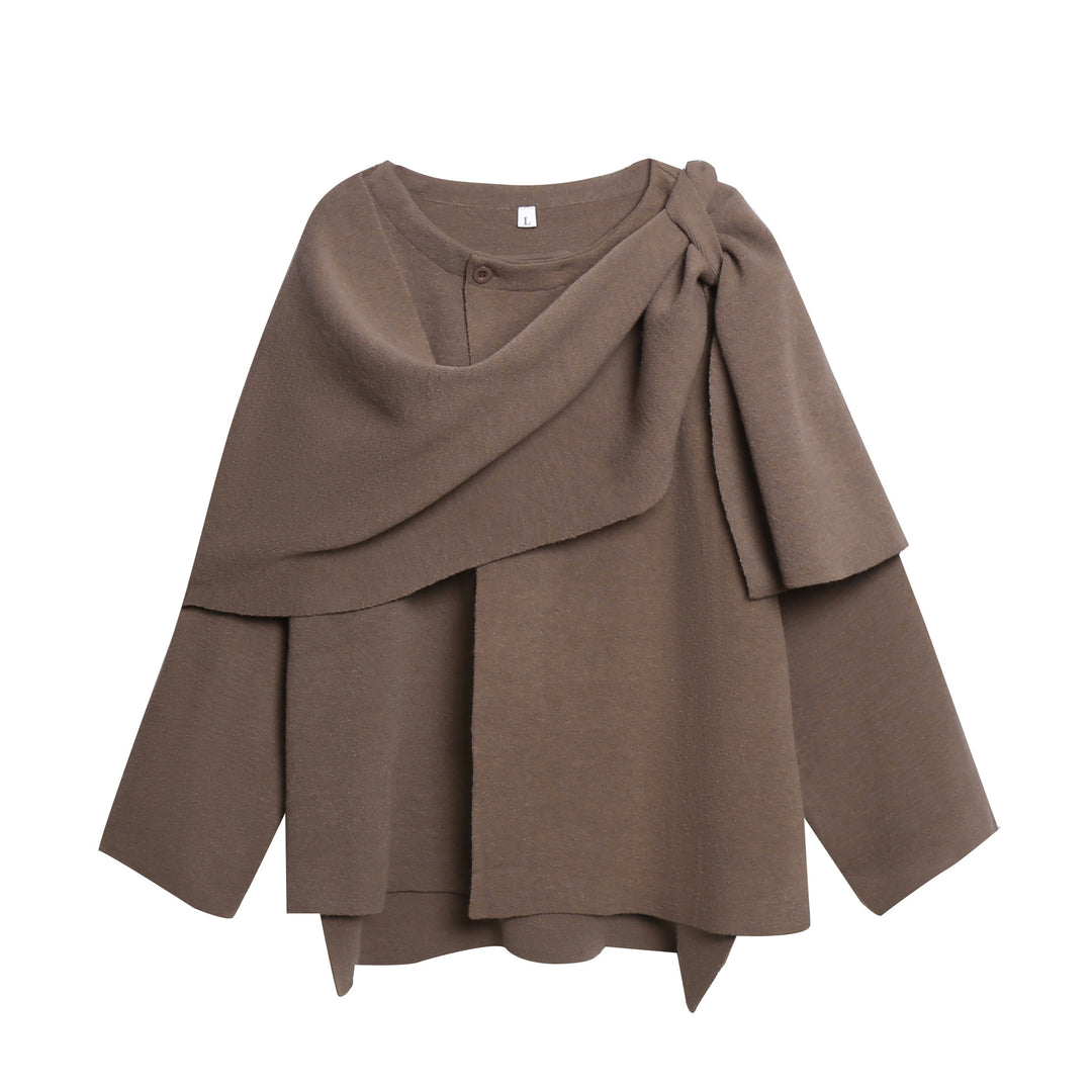Damer bekväm stickad poncho med raffinerade draperingar Mirla-Eva Jonsson