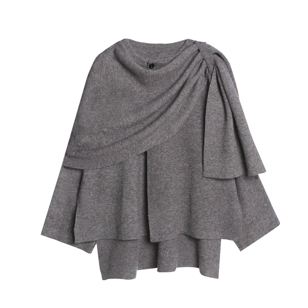 Damer bekväm stickad poncho med raffinerade draperingar Mirla-Eva Jonsson