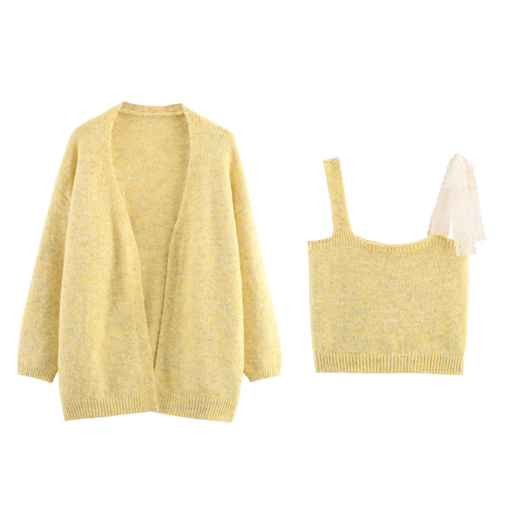 Damer bekväm stickad set med mjuk cardigan och topp Mirla-Eva Jonsson