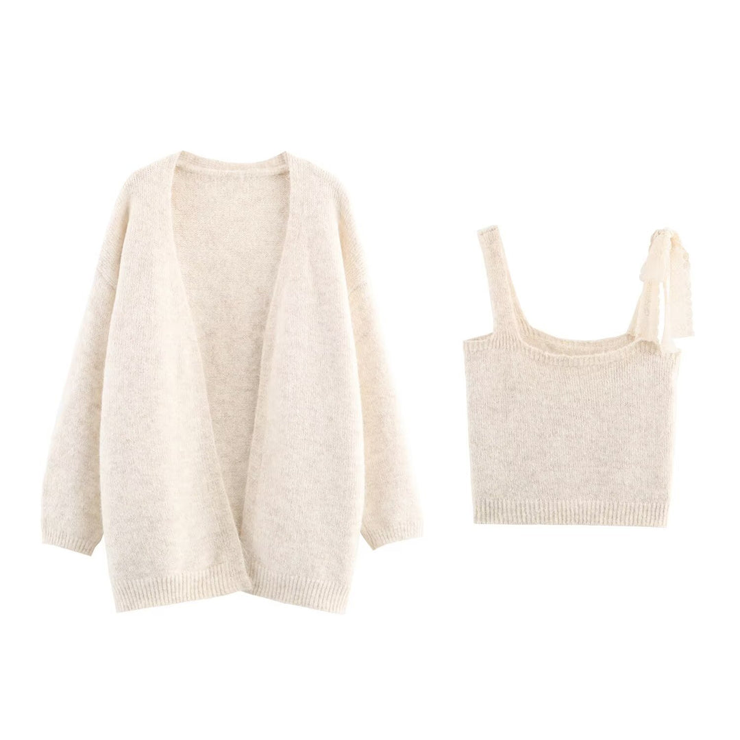 Damer bekväm stickad set med mjuk cardigan och topp Mirla-Eva Jonsson