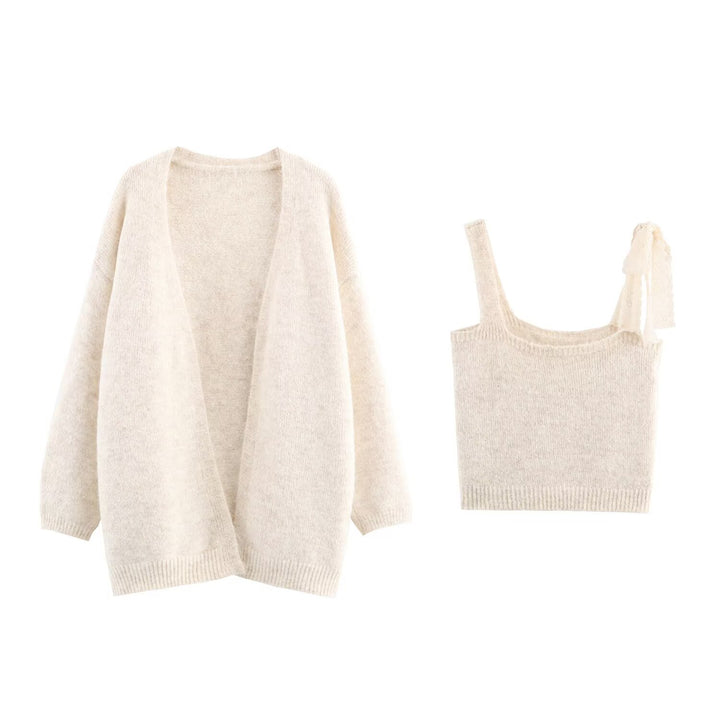 Damer bekväm stickad set med mjuk cardigan och topp Mirla-Eva Jonsson