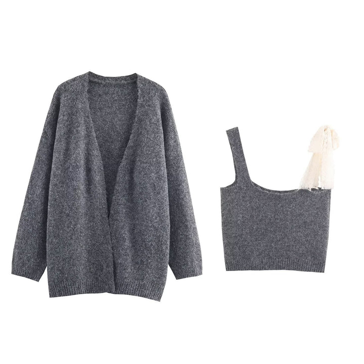 Damer bekväm stickad set med mjuk cardigan och topp Mirla-Eva Jonsson