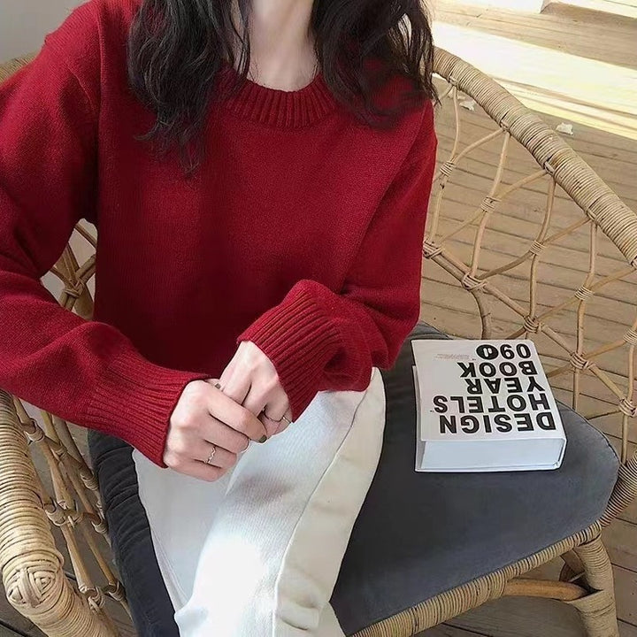 Damer bekväm stickad tröja med fin textur och överlappande ärmar Mirla-Eva Jonsson