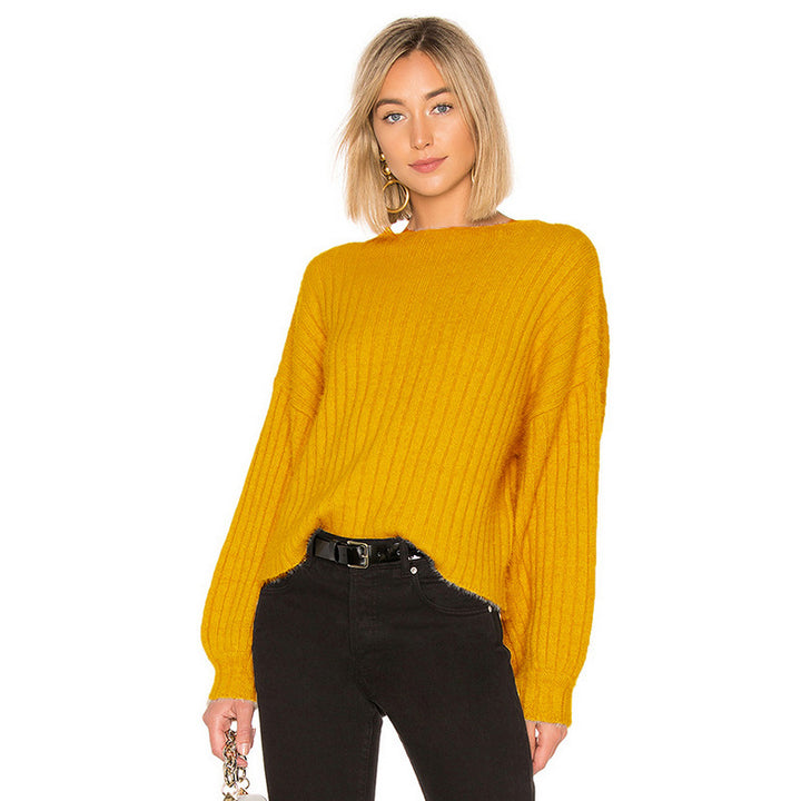 Damer bekväm stickad tröja med oversized snitt och ribbstickning Mirla-Eva Jonsson