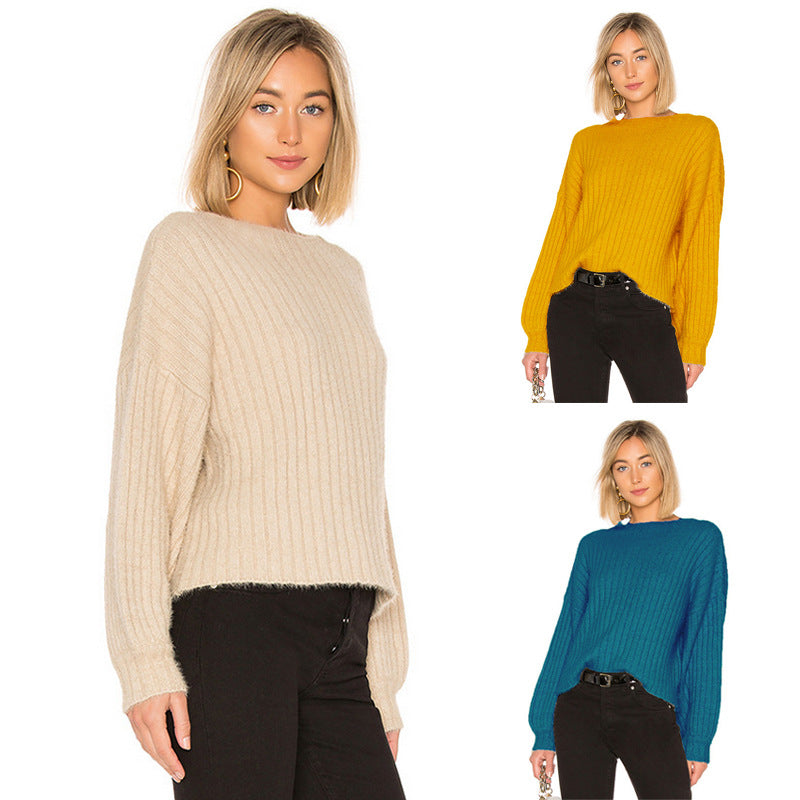 Damer bekväm stickad tröja med oversized snitt och ribbstickning Mirla-Eva Jonsson
