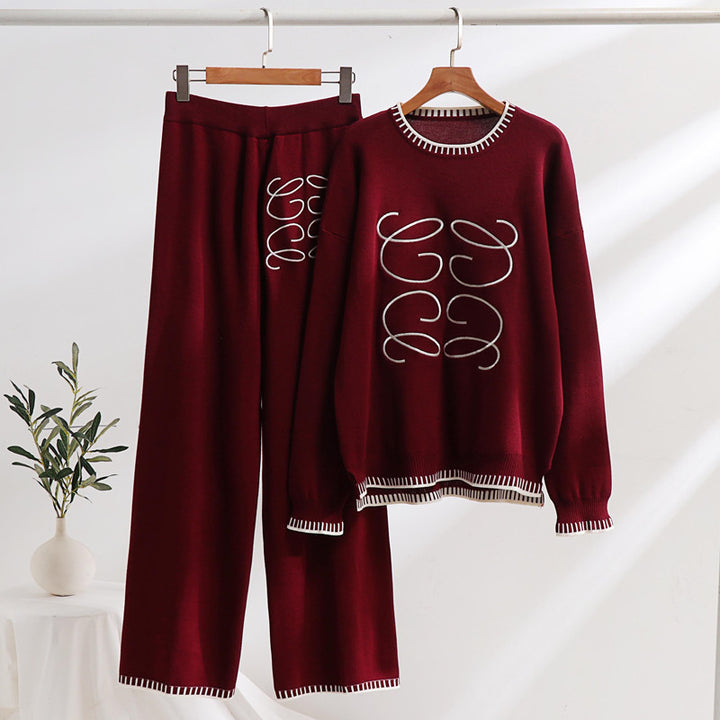 Damer bekväm sweatset med grafisk design och eleganta kontrastdetaljer Mirla-Eva Jonsson