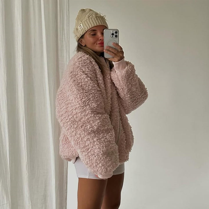 Damer bekväm teddyjacka med hög krage Mirla-Eva Jonsson