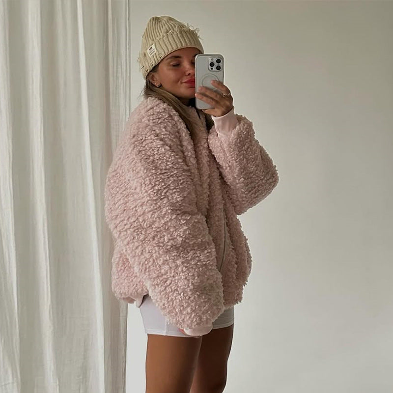 Damer bekväm teddyjacka med hög krage Mirla-Eva Jonsson