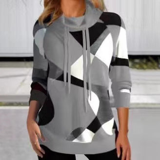 Damer bekväm trend hoodie med unikt geometriskt mönster Mirla-Eva Jonsson