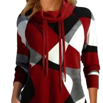 Damer bekväm trend hoodie med unikt geometriskt mönster Mirla-Eva Jonsson