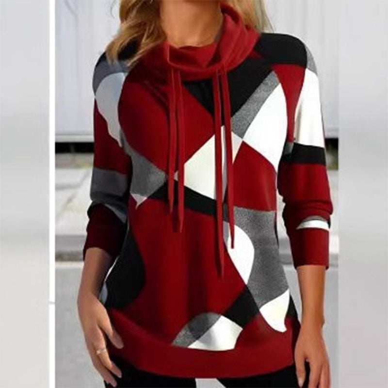 Damer bekväm trend hoodie med unikt geometriskt mönster Mirla-Eva Jonsson