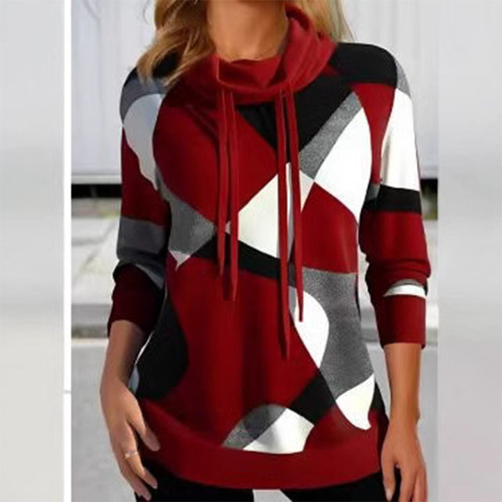Damer bekväm trend hoodie med unikt geometriskt mönster Mirla-Eva Jonsson